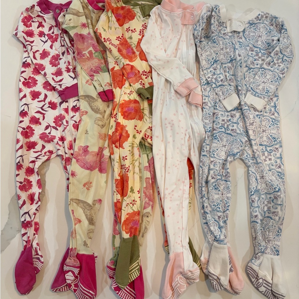 Floral and Patterned Baby Sleepers Set